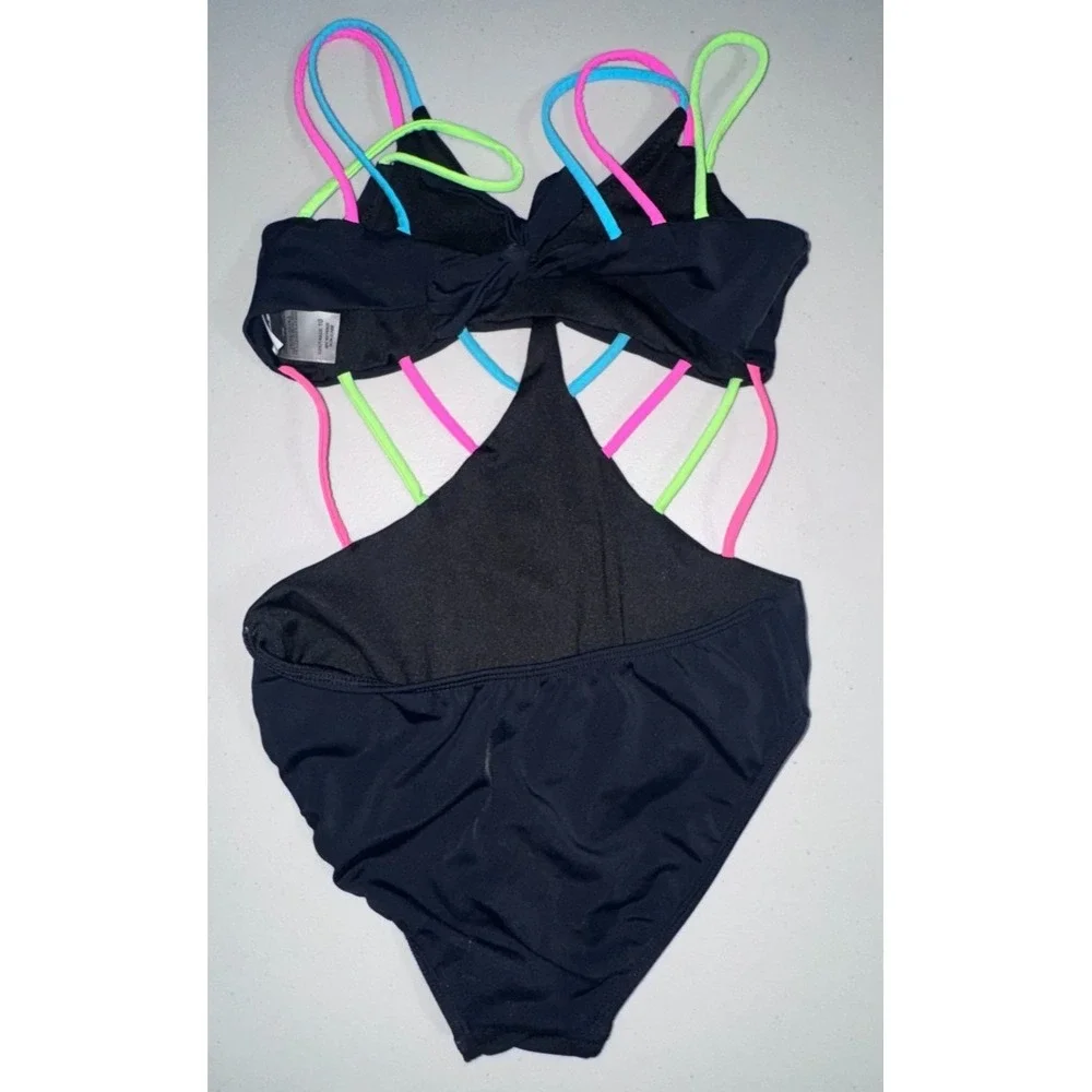 Peixoto Girls 10 Swimsuit Neon Straps Open Back Summer Vacation Travel Resort